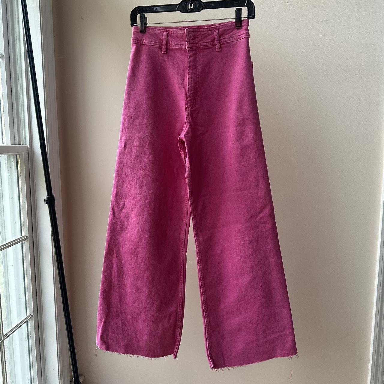 zara marine straight leg jeans hot pink brand Depop