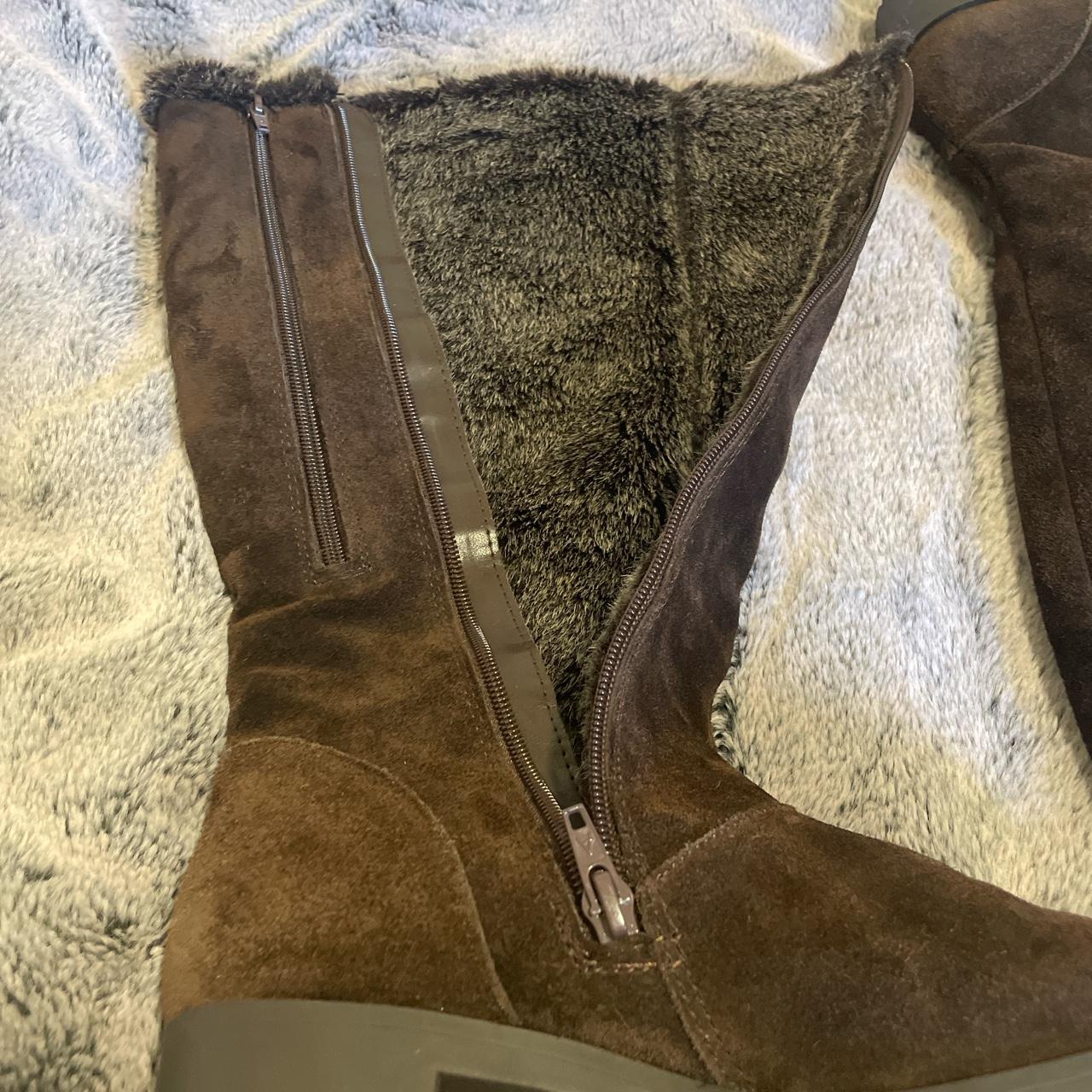 Brown Boots Suede brown fur boots with such cute... - Depop