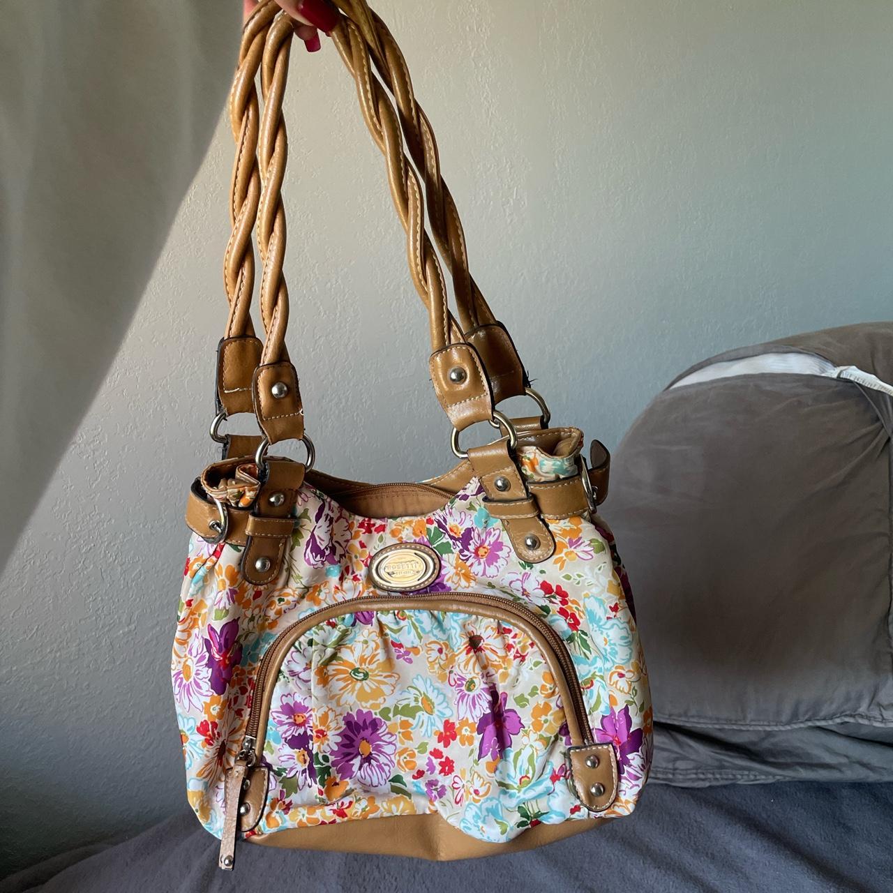 Rosetti Floral Shoulder Bag Tote Faux Leather Trim | eBay