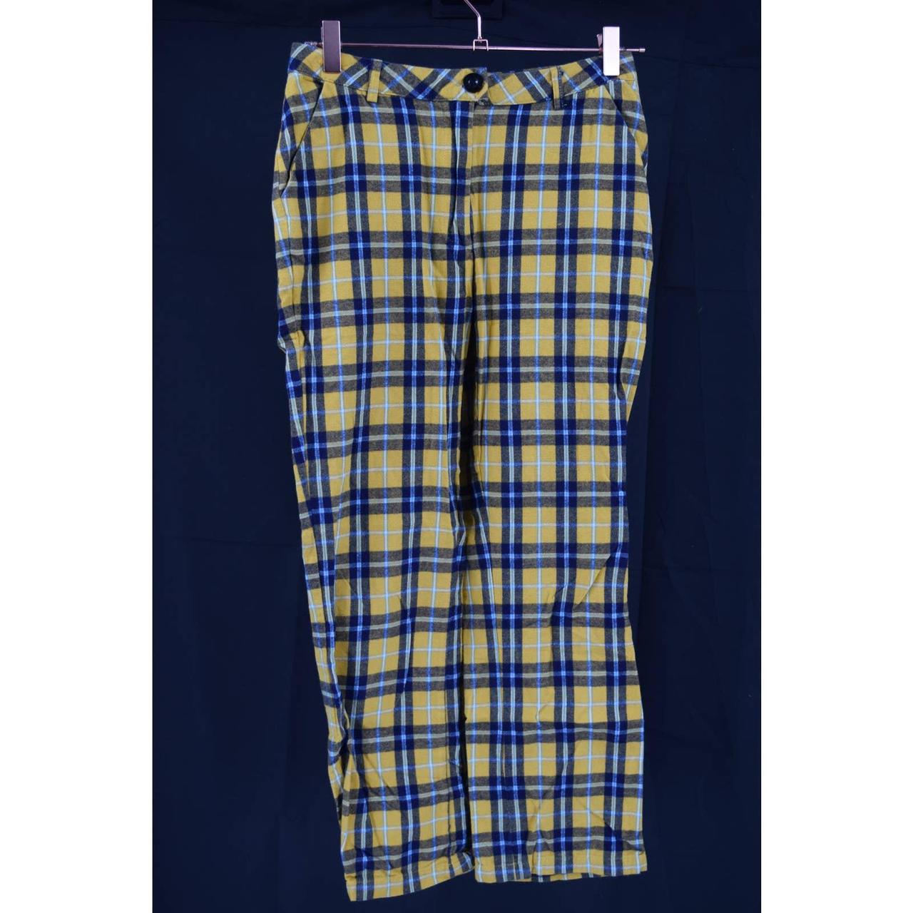 Yellow and blue plaid on sale pants