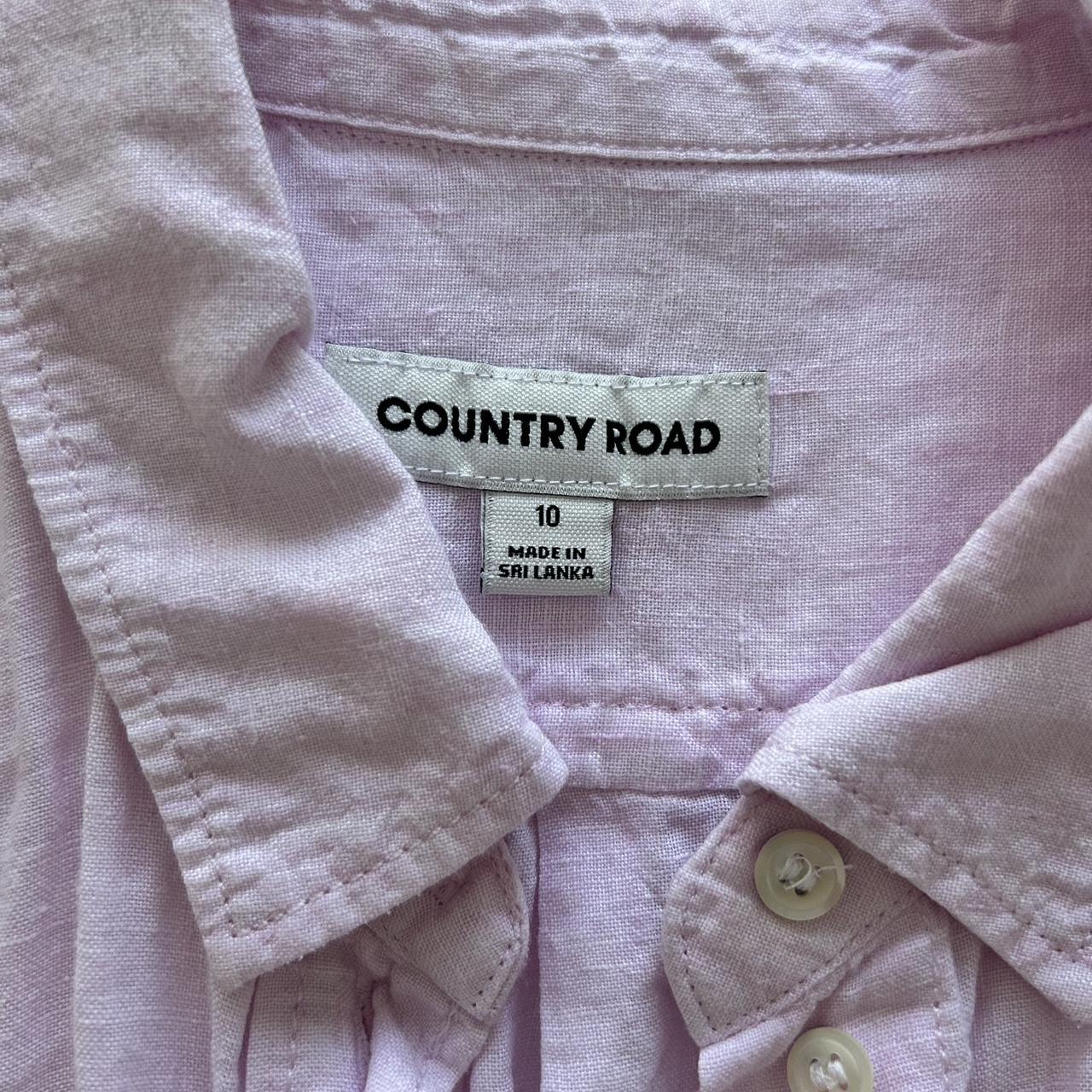 100% linen pastel pink country road shirt. Size... - Depop