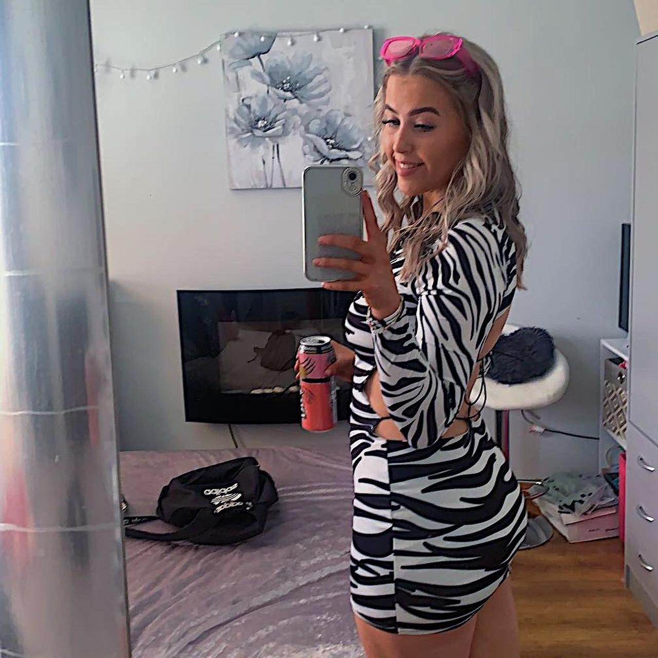 zebra ego backless dress, worn once #ego 🦓 - Depop