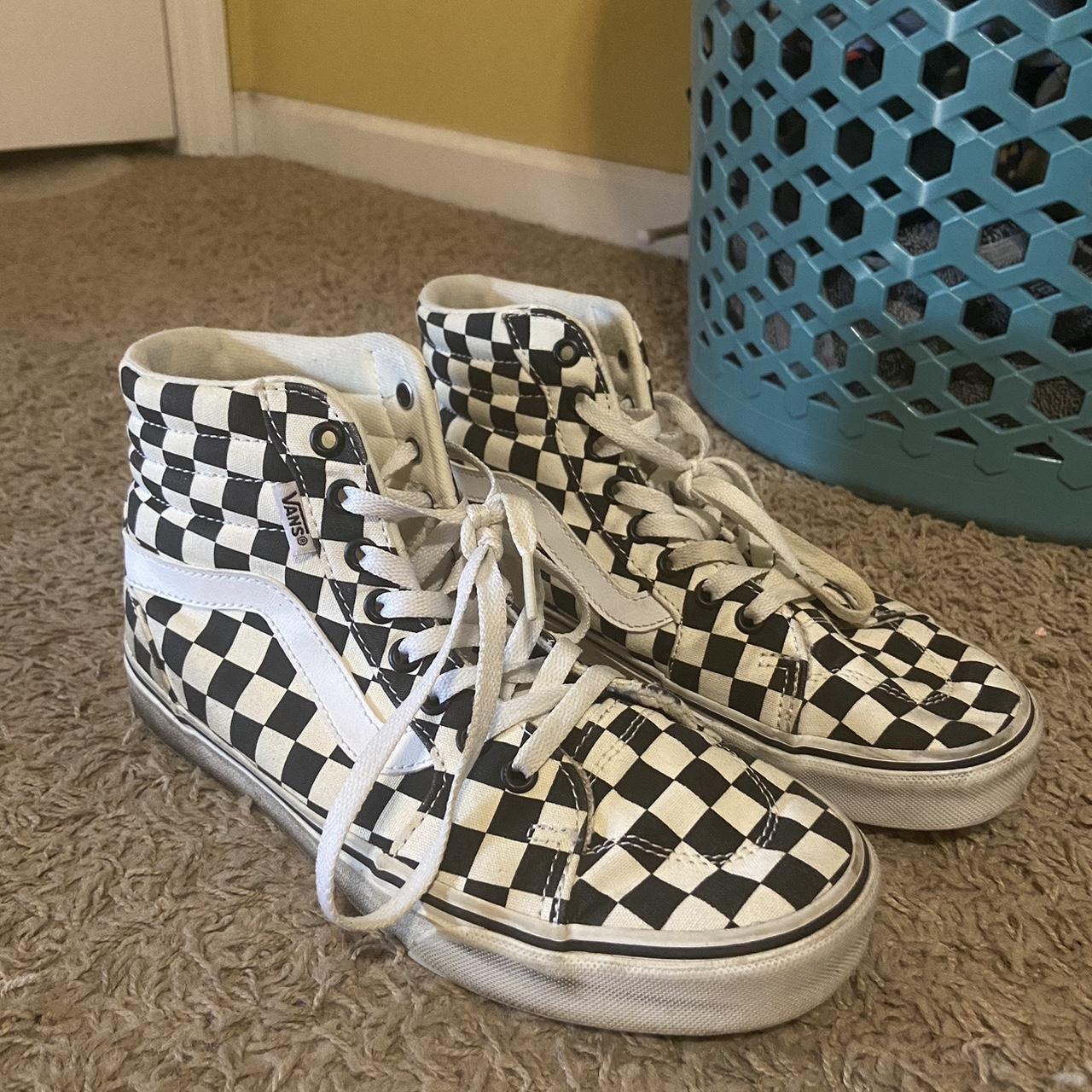 Black and white checkered vans size 8 worn. Depop