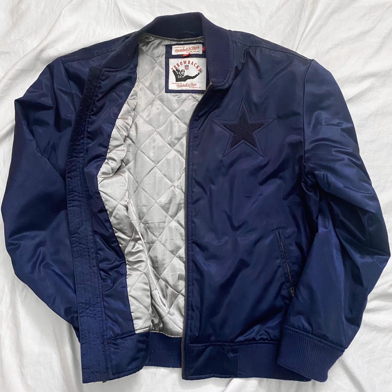 Mitchell & Ness Men's Navy Jacket | Depop