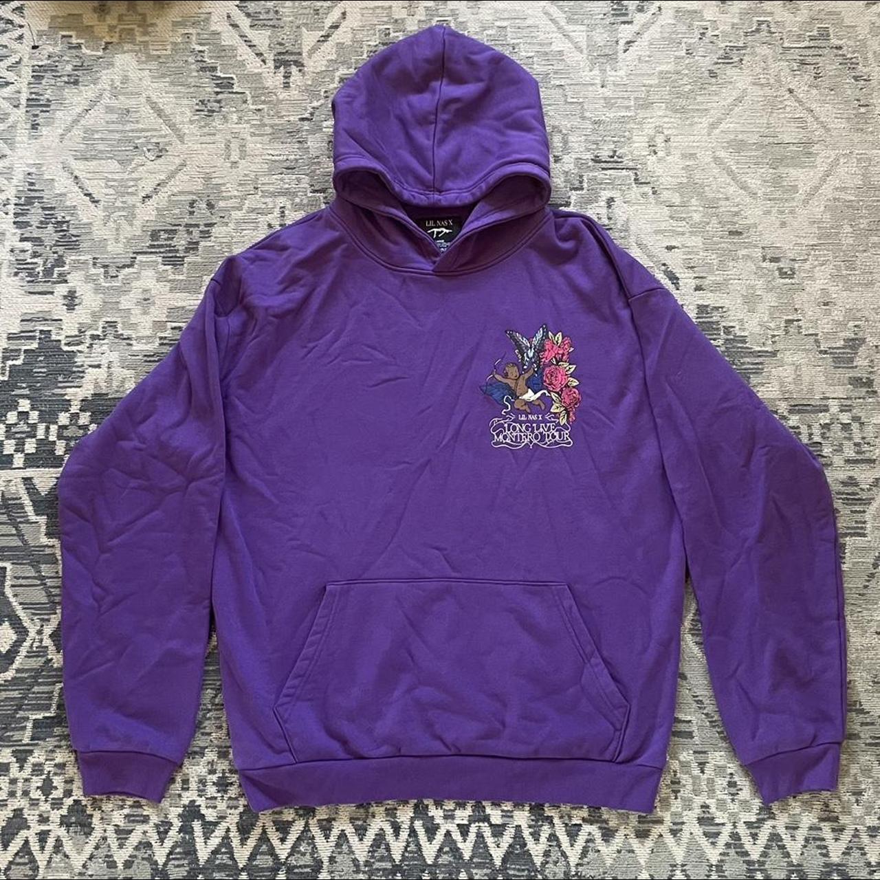 Lil Nas X purple tour montero hoodie size large - Depop