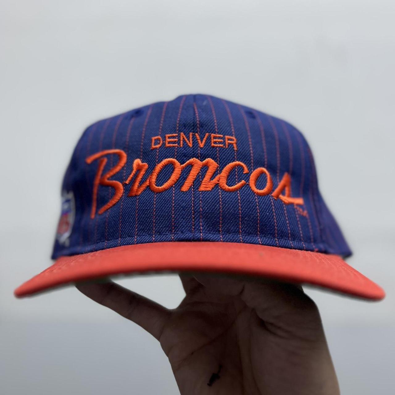 Vintage 90s Denver Broncos Snapback Hat Sports Specialties Script Cap Blue  |