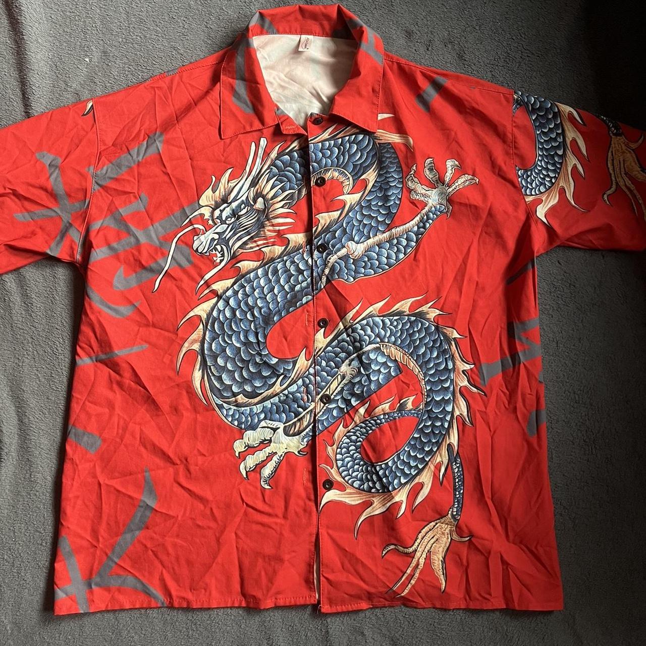 Chemise rouge dragon fashion