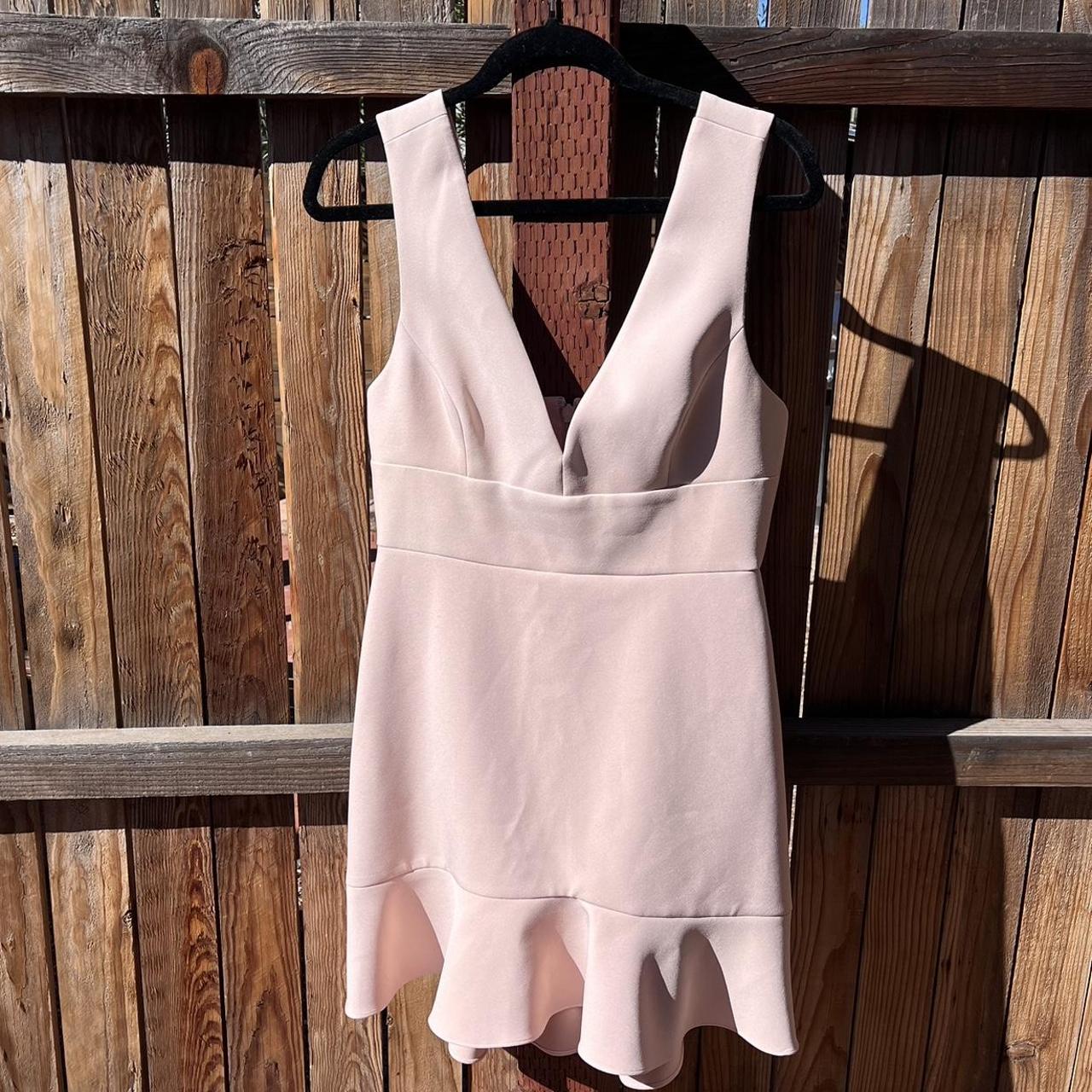 bcbgmaxazria bare pink v neck dress minimimalist Depop