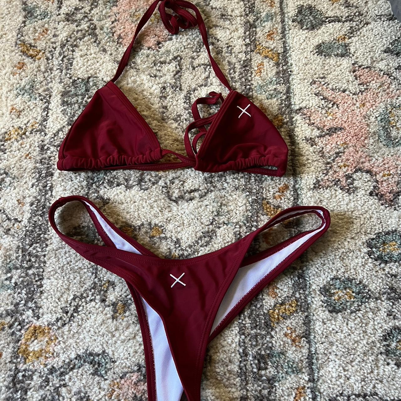 Boutine LA Burgundy Bikini Set Only Worn ONCE Top Depop