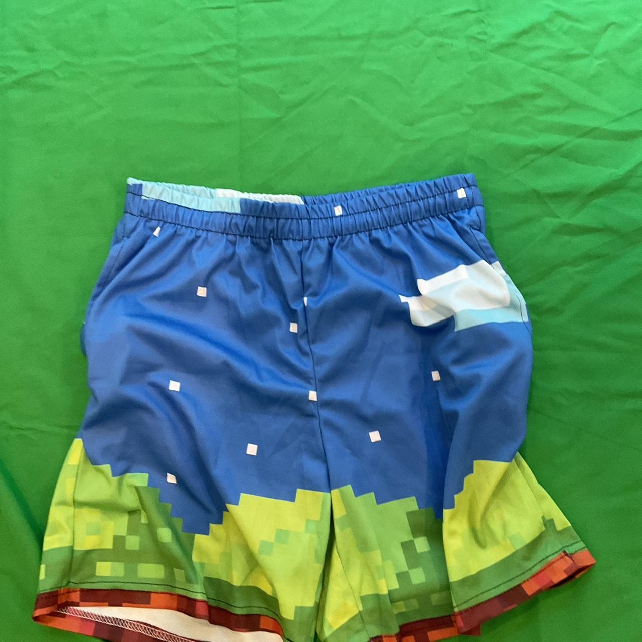 Blue and green Minecraft shorts #Minecraft - Depop