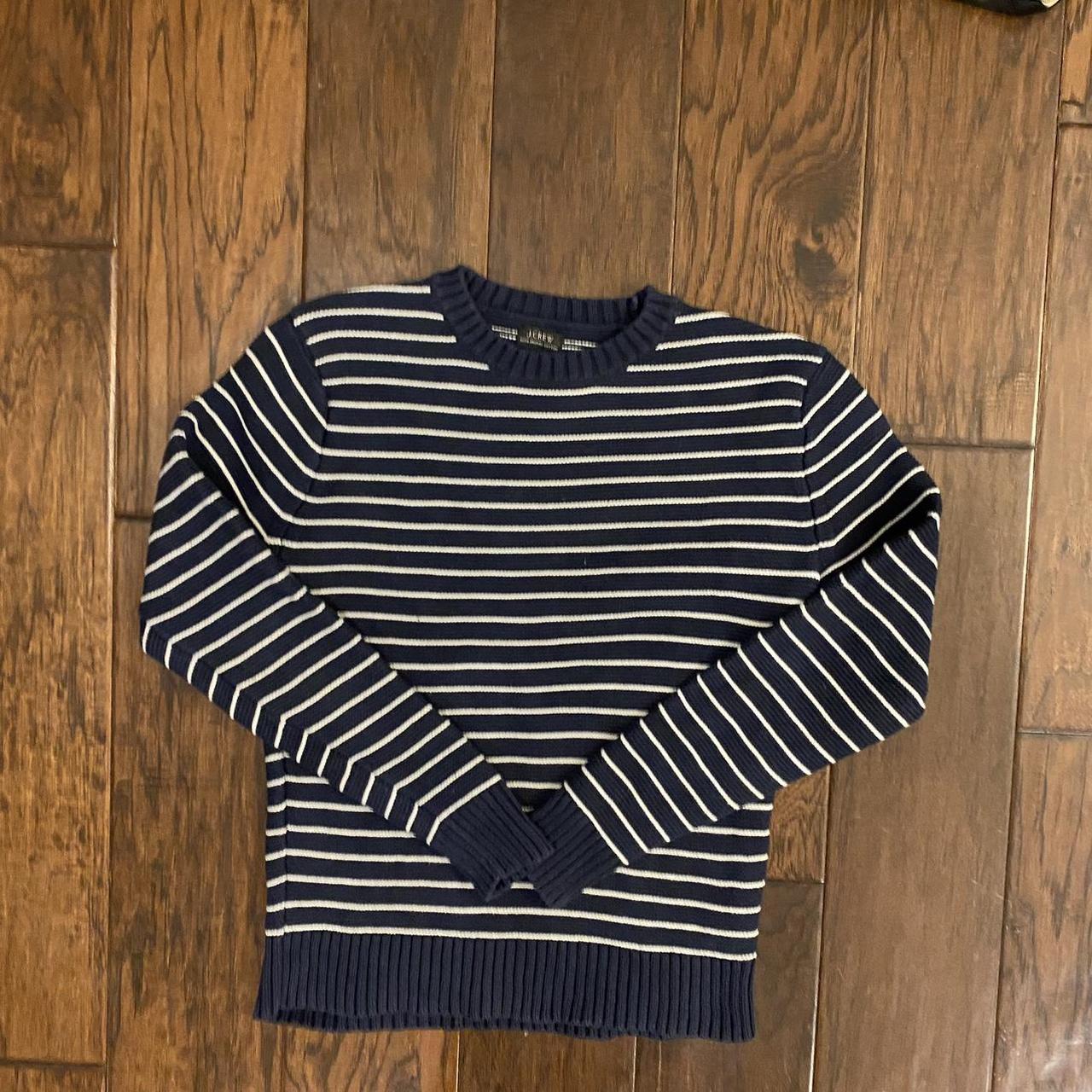 navy and white striped j. crew sweater It is very... - Depop