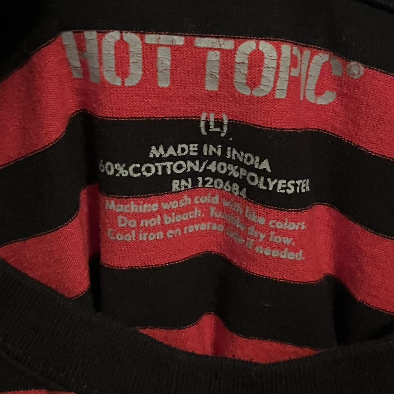 hot topic red and black striped shirt! size... - Depop