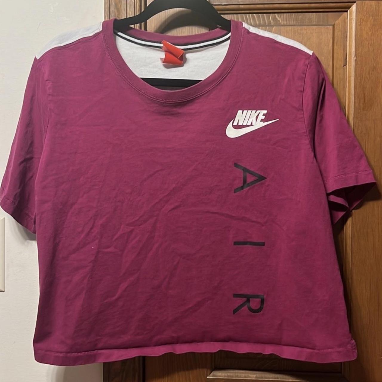 Nike air purple white color block crop top with side