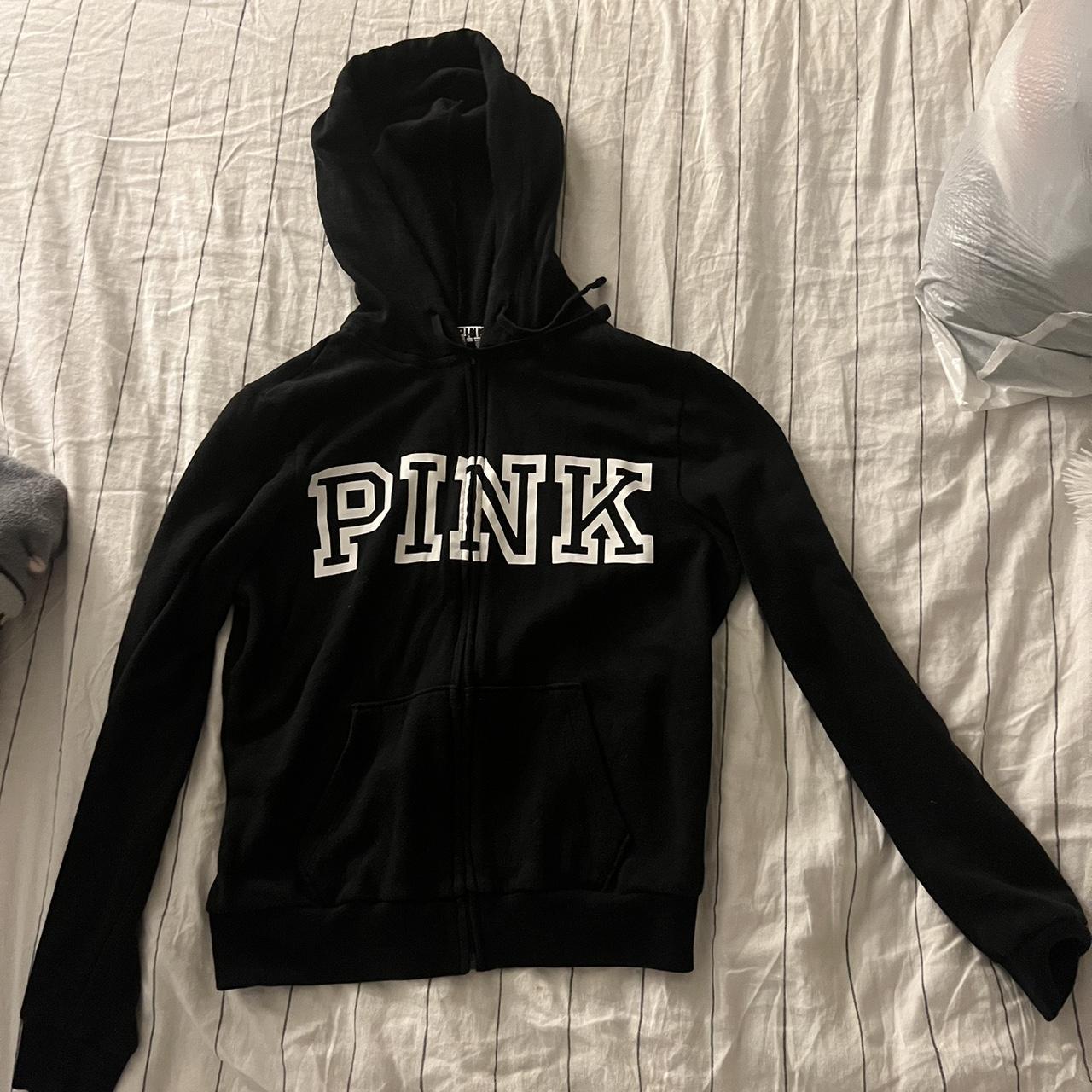 black victoria secret PINK zip up jacket. no stains... Depop