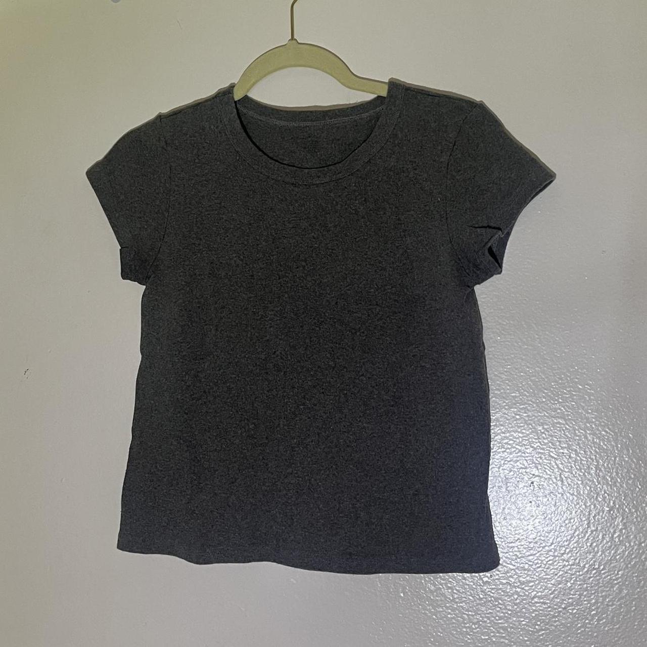 dark grey brandy melville baby tee very comfy, no... - Depop