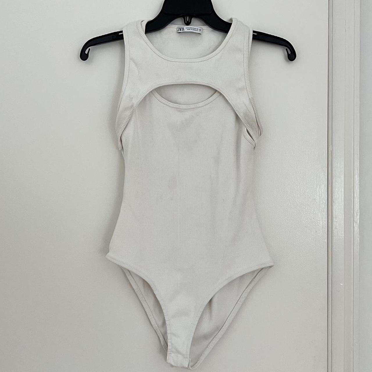 Zara Women S White Bodysuit Depop