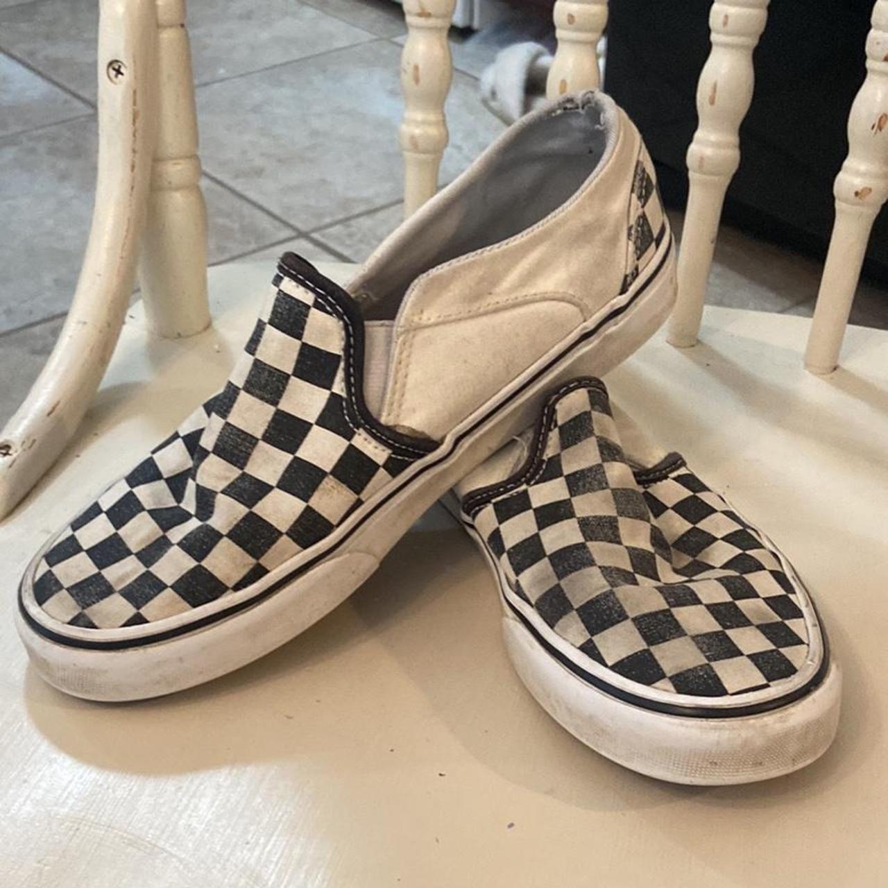 Checkered clearance vans cream