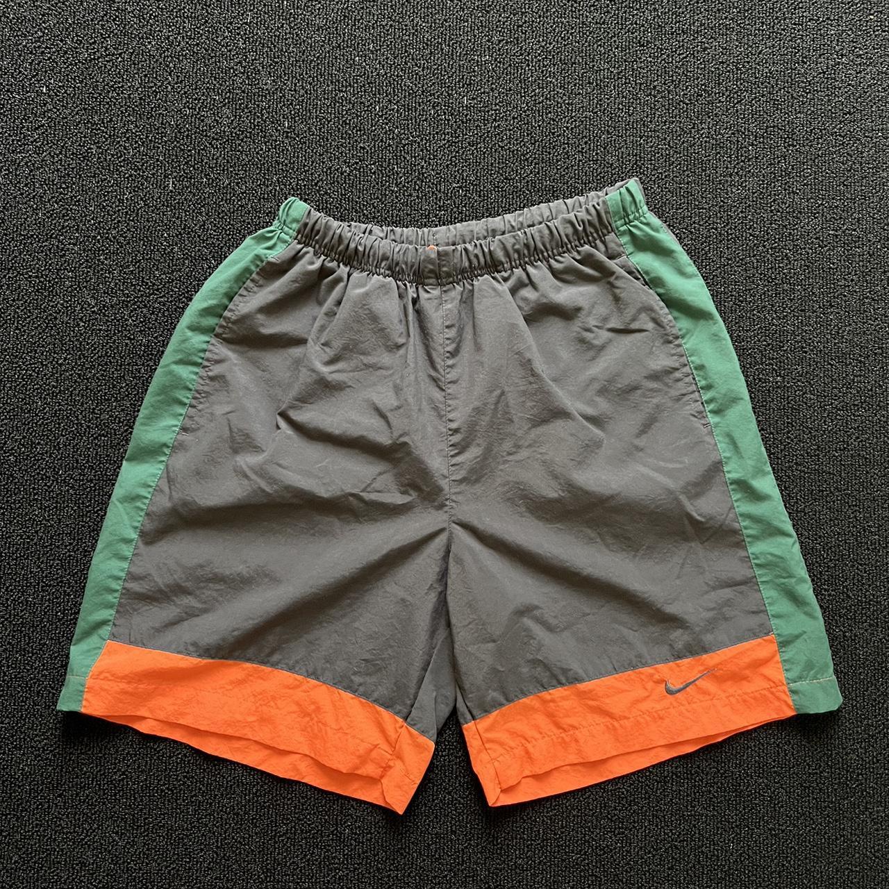 Nike Men's Grey and Orange Shorts Depop