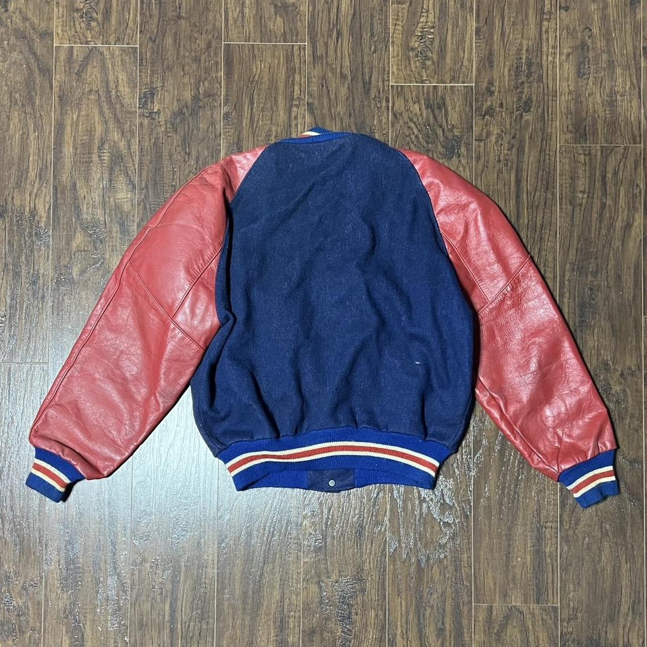 Vintage Large 1980s Delong Sportswear Red and Blue... - Depop