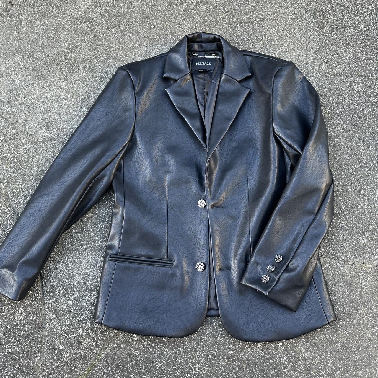 Menace LA skeletal leather blazer -beautiful... - Depop