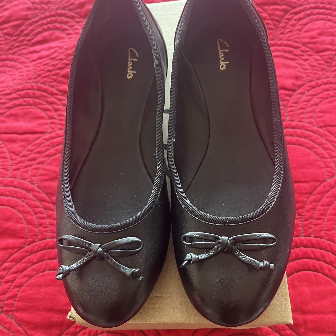 Clarks Black leather ballet pumps. These have been... - Depop