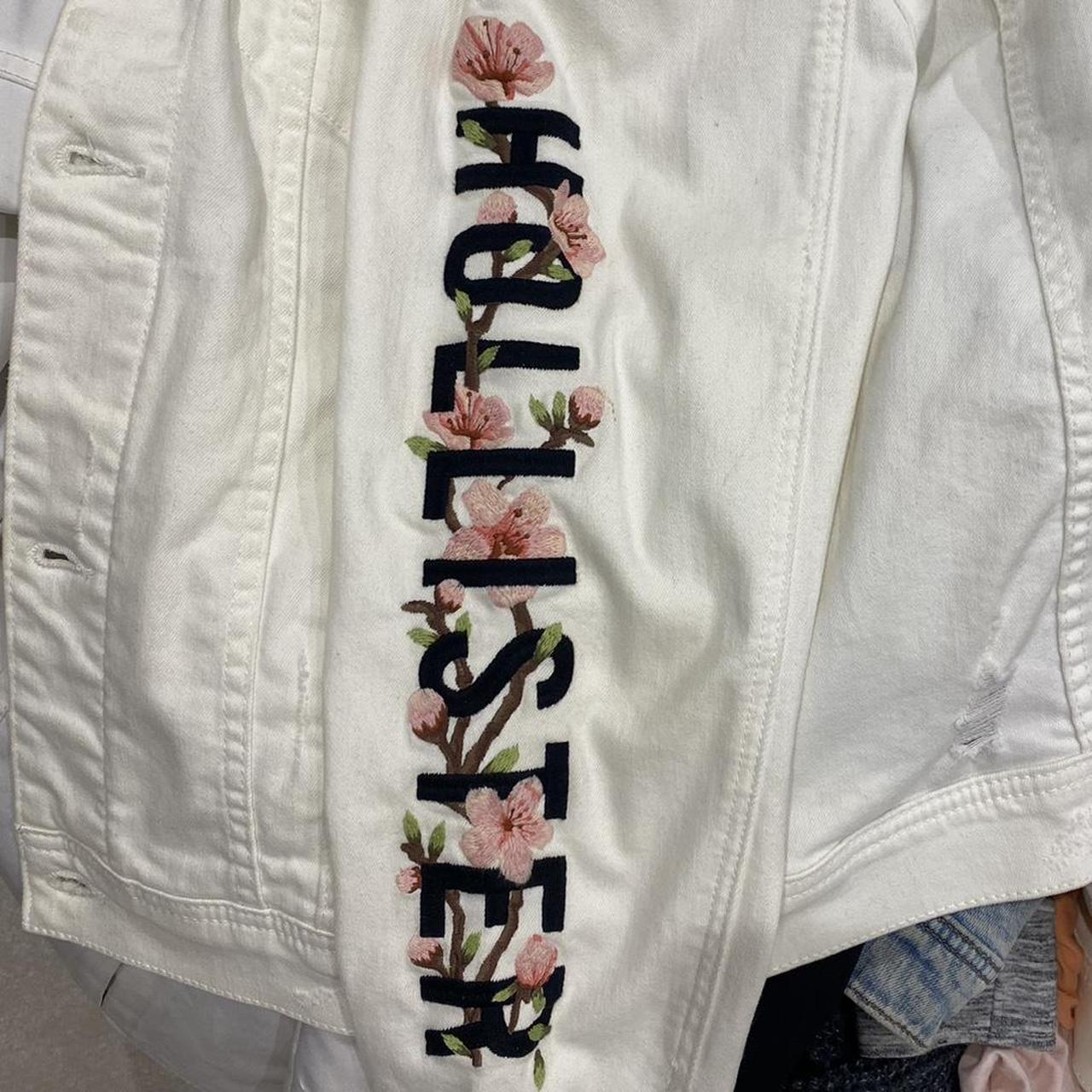 Hollister white jean store jacket