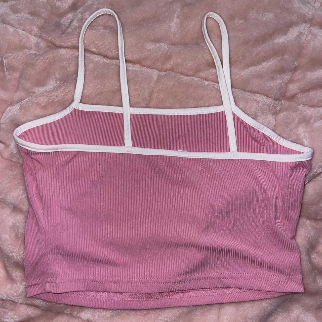 Pink and white “babygirl” cami crop top. Worn once.... - Depop