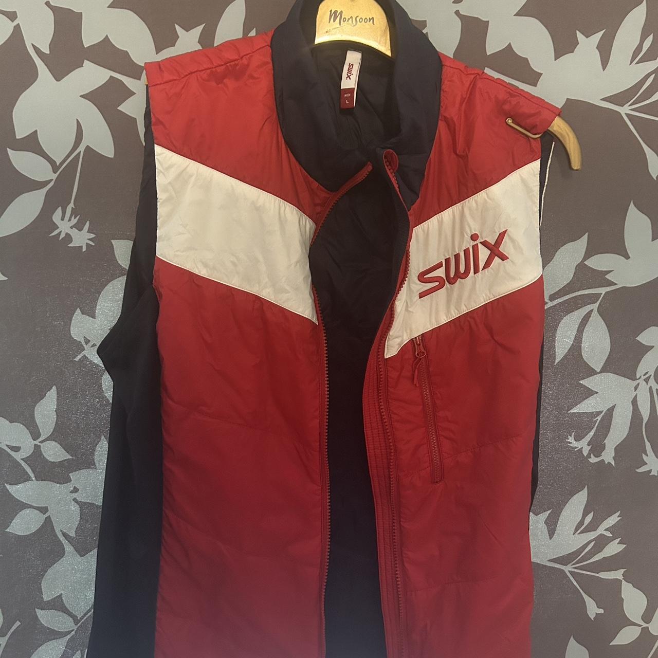 Men's Red and White Gilet | Depop