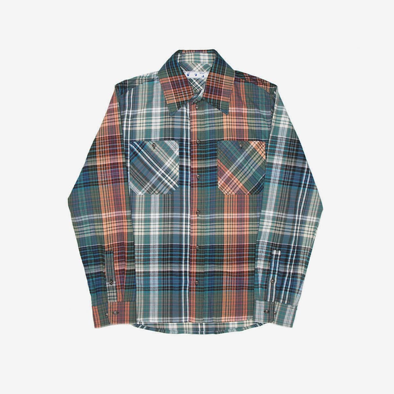 OFF-WHITE Virgil Abloh Stencil Flannel Check Shirt -... - Depop