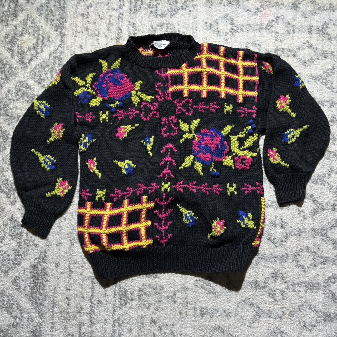Vintage Handknit Grandma Style Sweater Condition -... - Depop