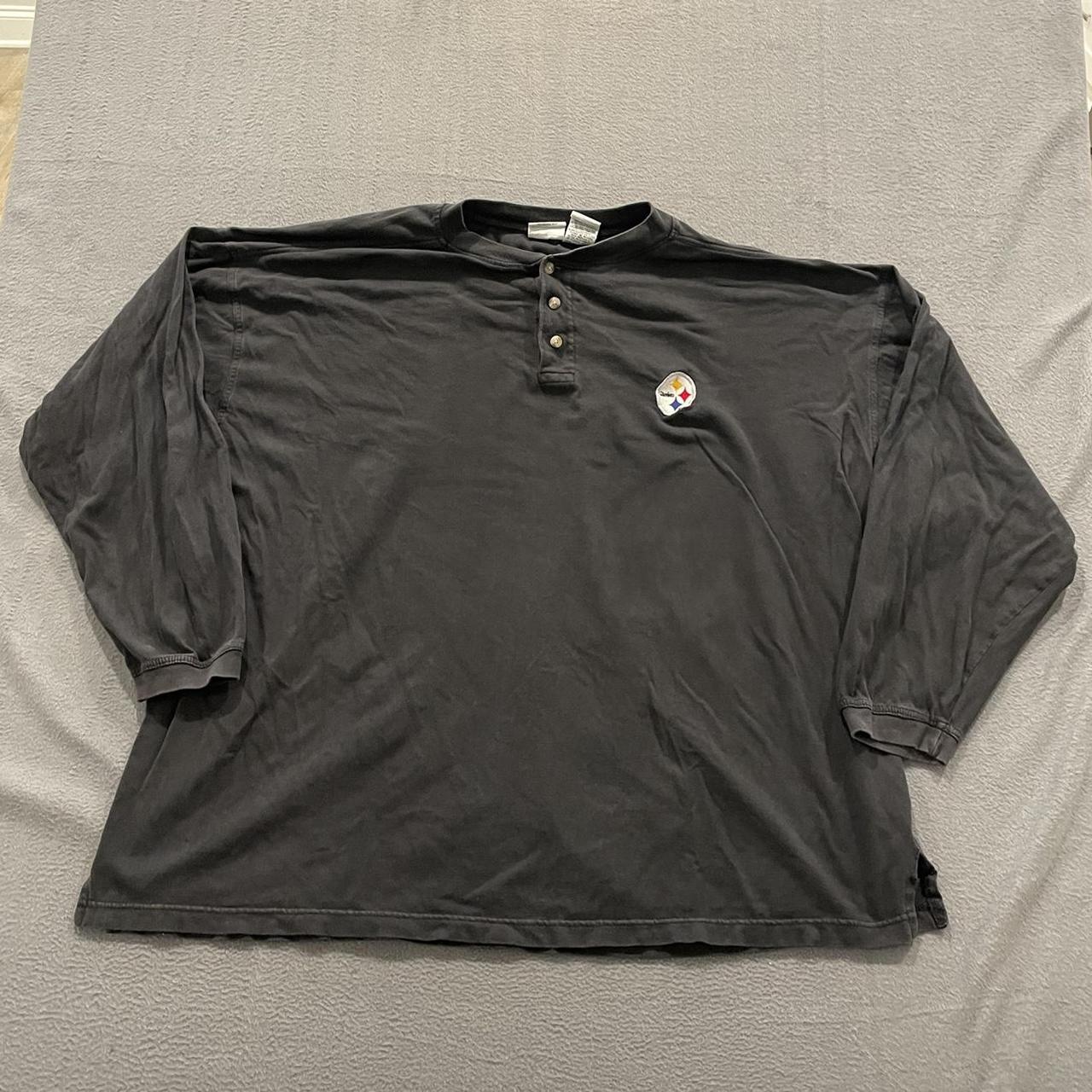 Vintage Pittsburgh Steelers Shirt. Grey henley long - Depop