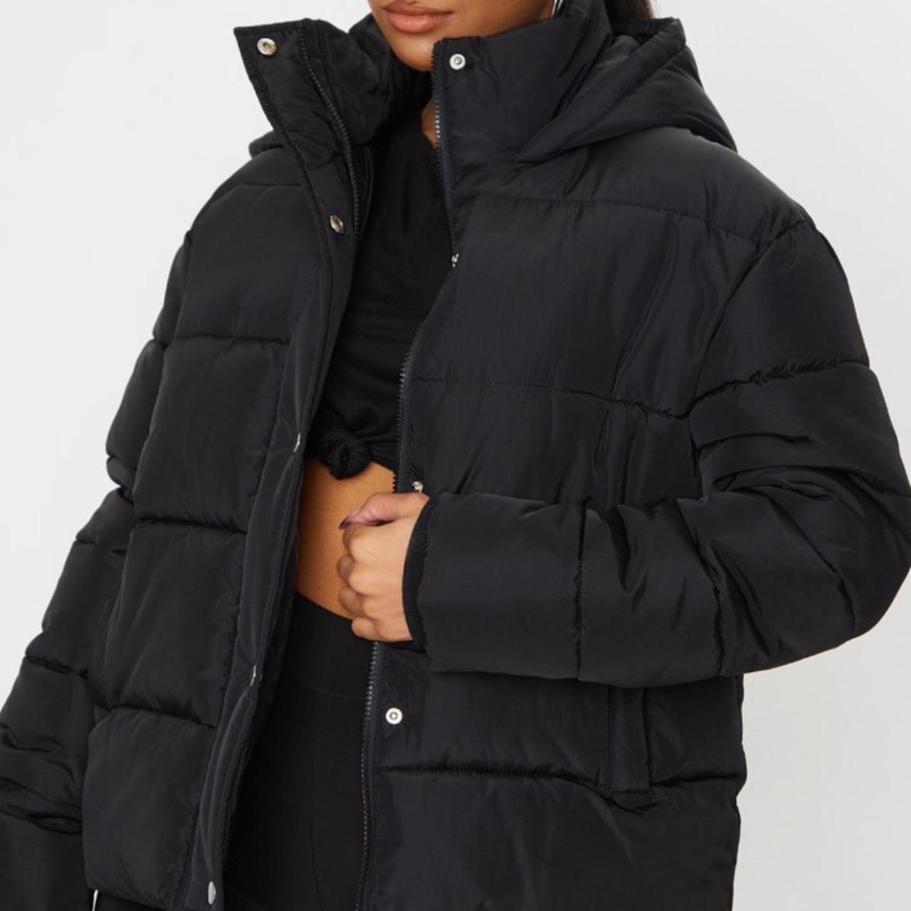 Pretty little thing black puffer jacket hotsell