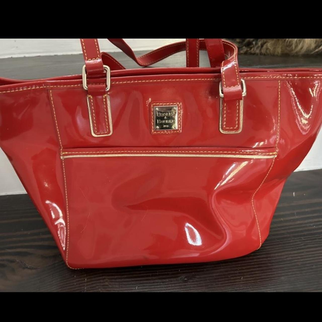 Black and Red Handbag Patent Leather Purse Small Tote Bag 