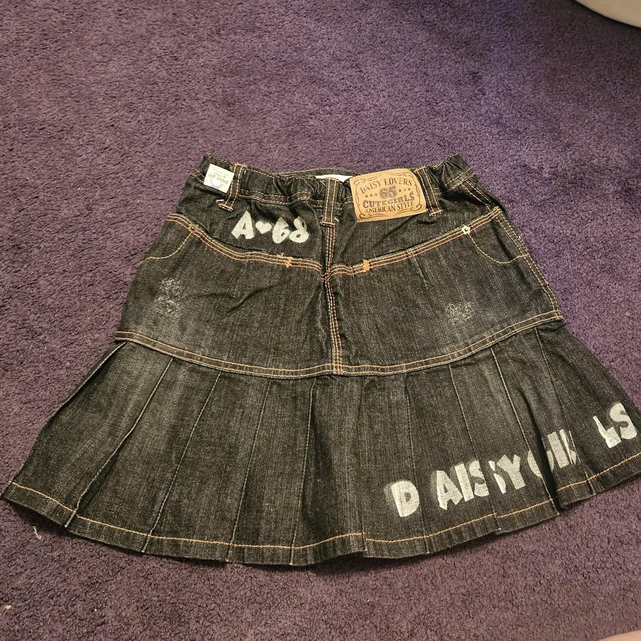 Japanese brand daisy lovers denim pleated mini skirt... Depop