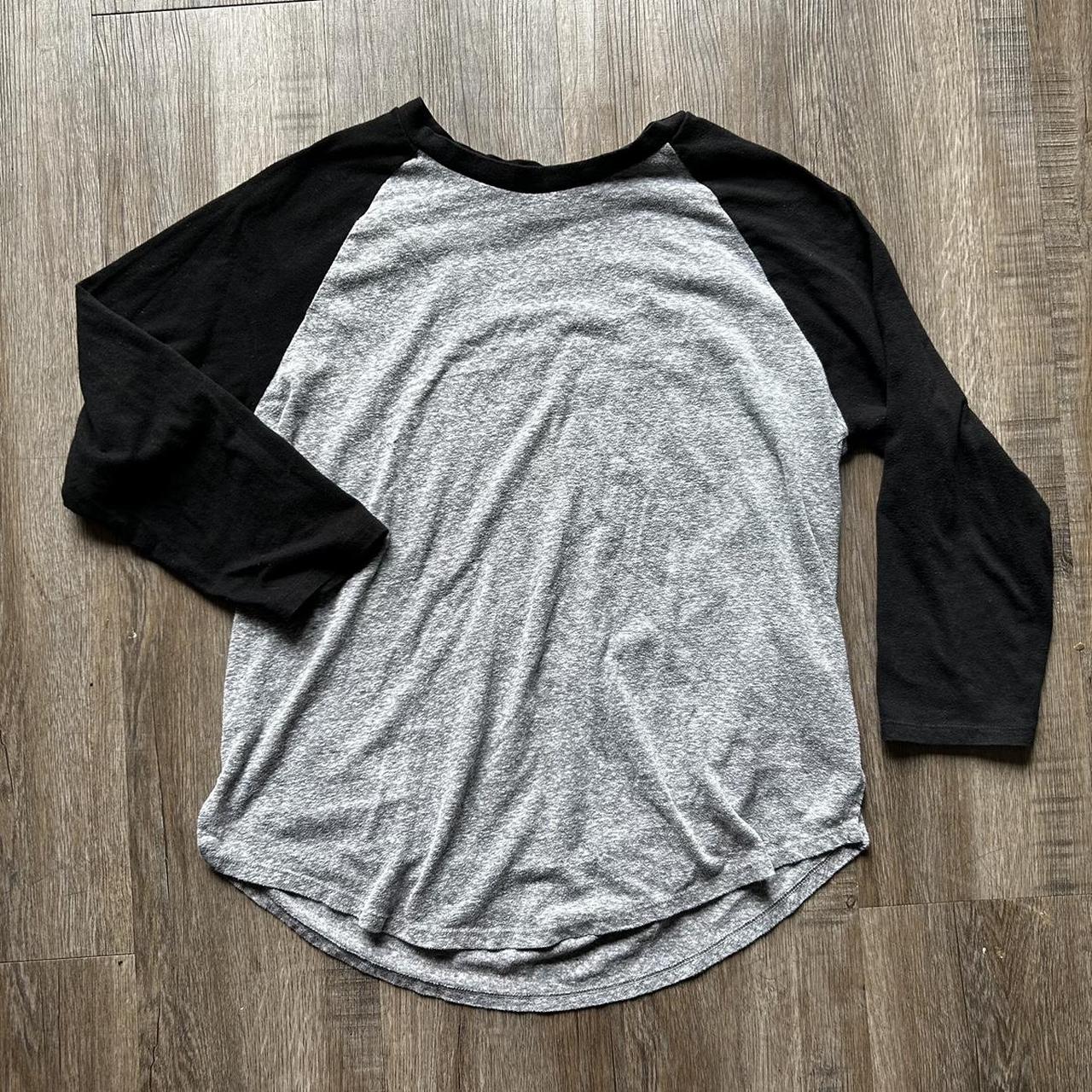 black and grey baseball tee size small/medium Depop