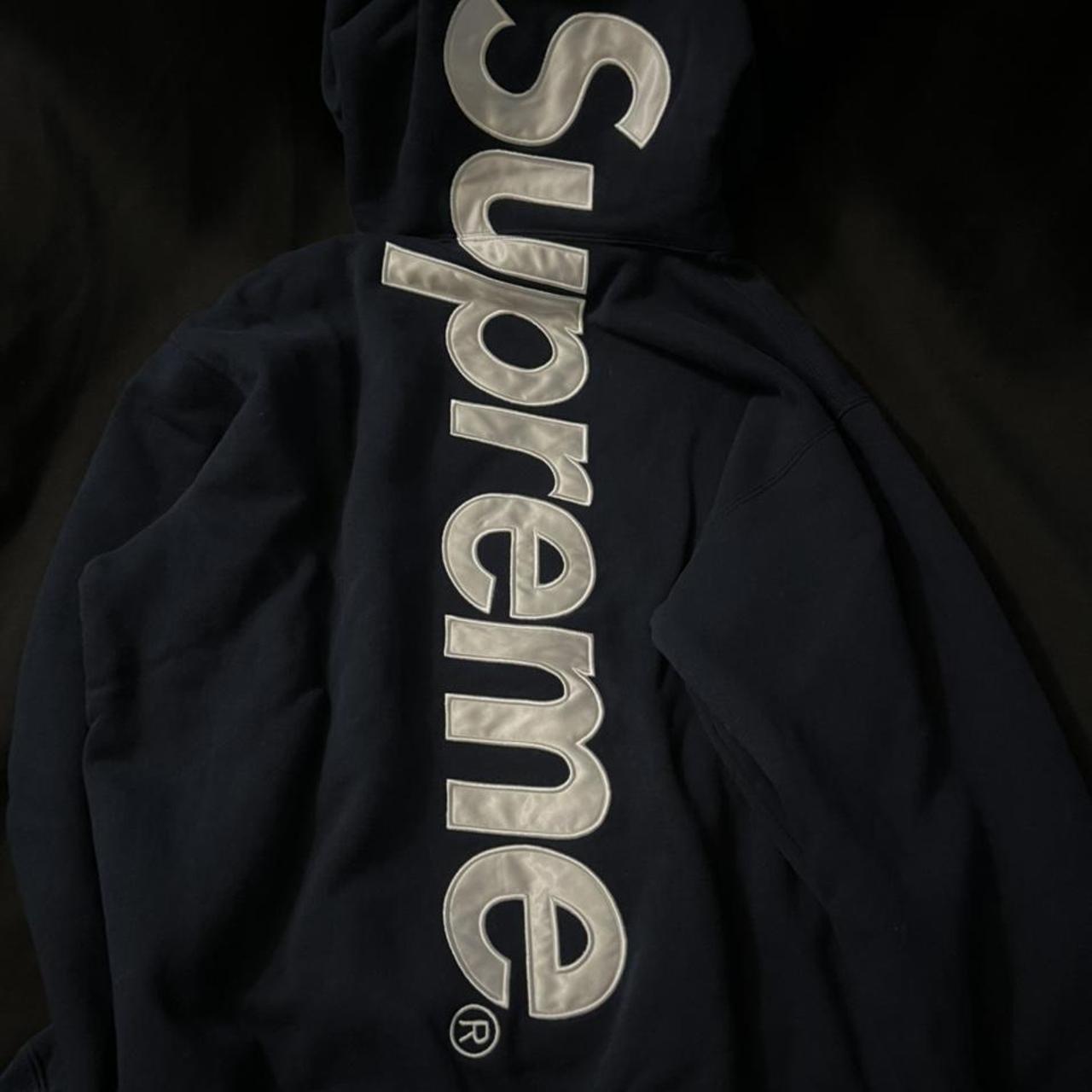 Supreme Satin Appliqué Hooded Sweatshirt -Brand... - Depop