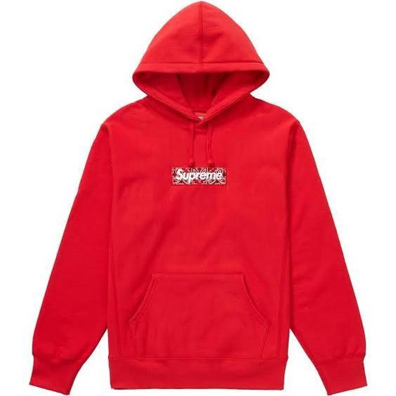 Supreme red bandanna box logo hoodie never worn... - Depop