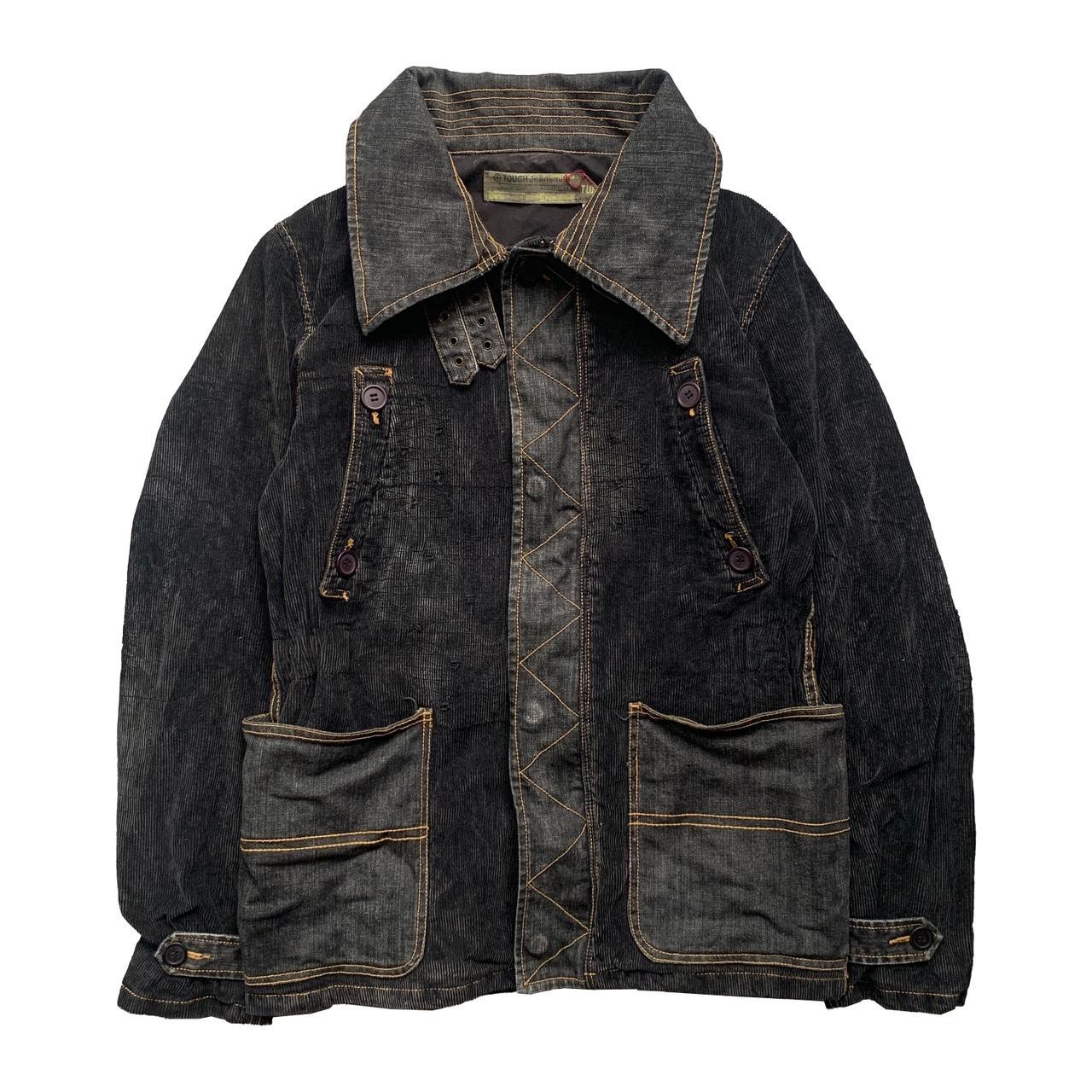 Tough Jeans Black Corduroy Coat Jacket 2 Zips Flaw:... - Depop