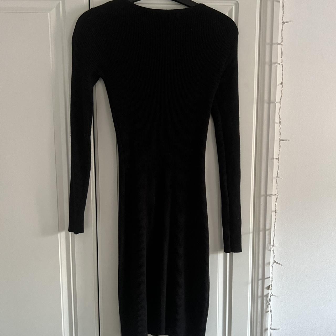 MC Lorene knitted black body con dress #knee-length... - Depop