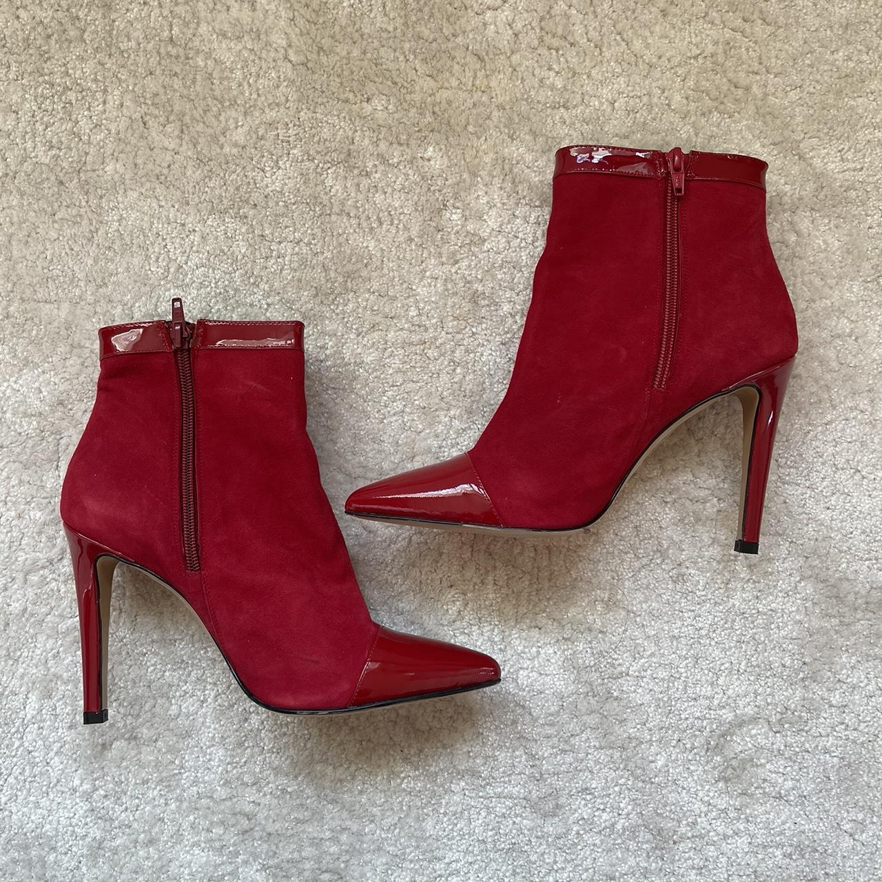 Striking and unique ankle boots in a size red Size 6... - Depop