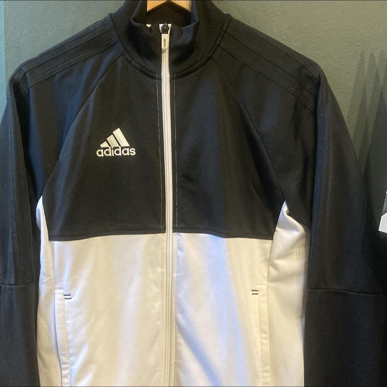 Adidas Track Jacket In Black And White Easy To Wear... - Depop