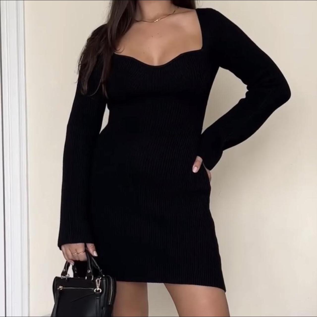 Ladies - Black Bodycon Dress - Size: S - H&M