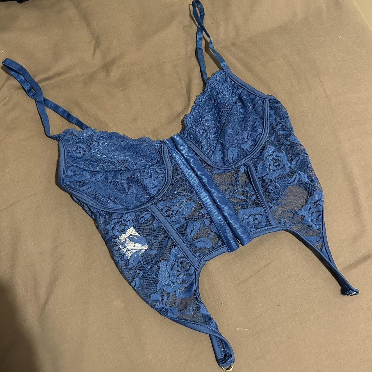 Blue lace corset Laced up back detail Size S me as - Depop