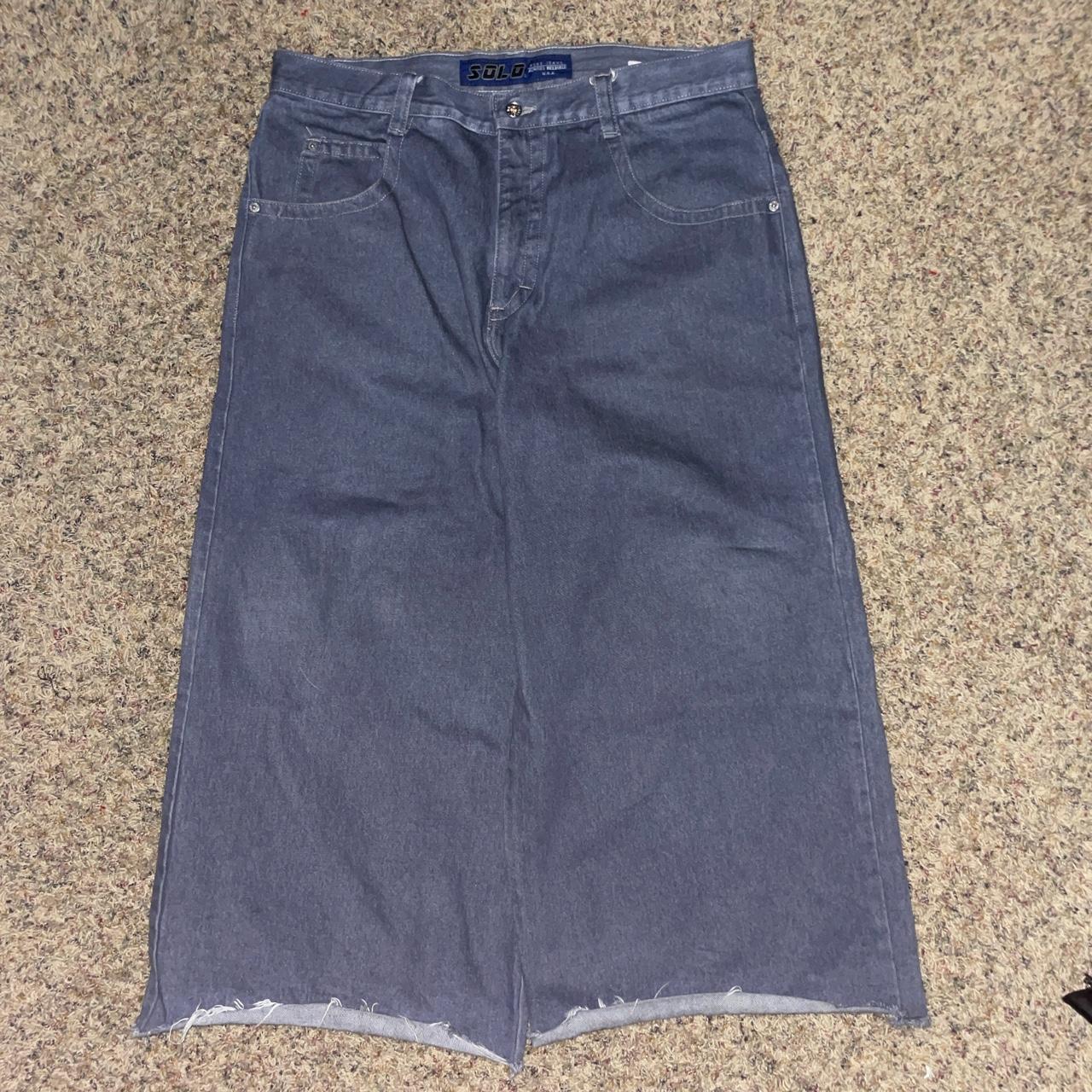baggy grey solo jnco style jeans 38/32 cut to 38/30 - Depop