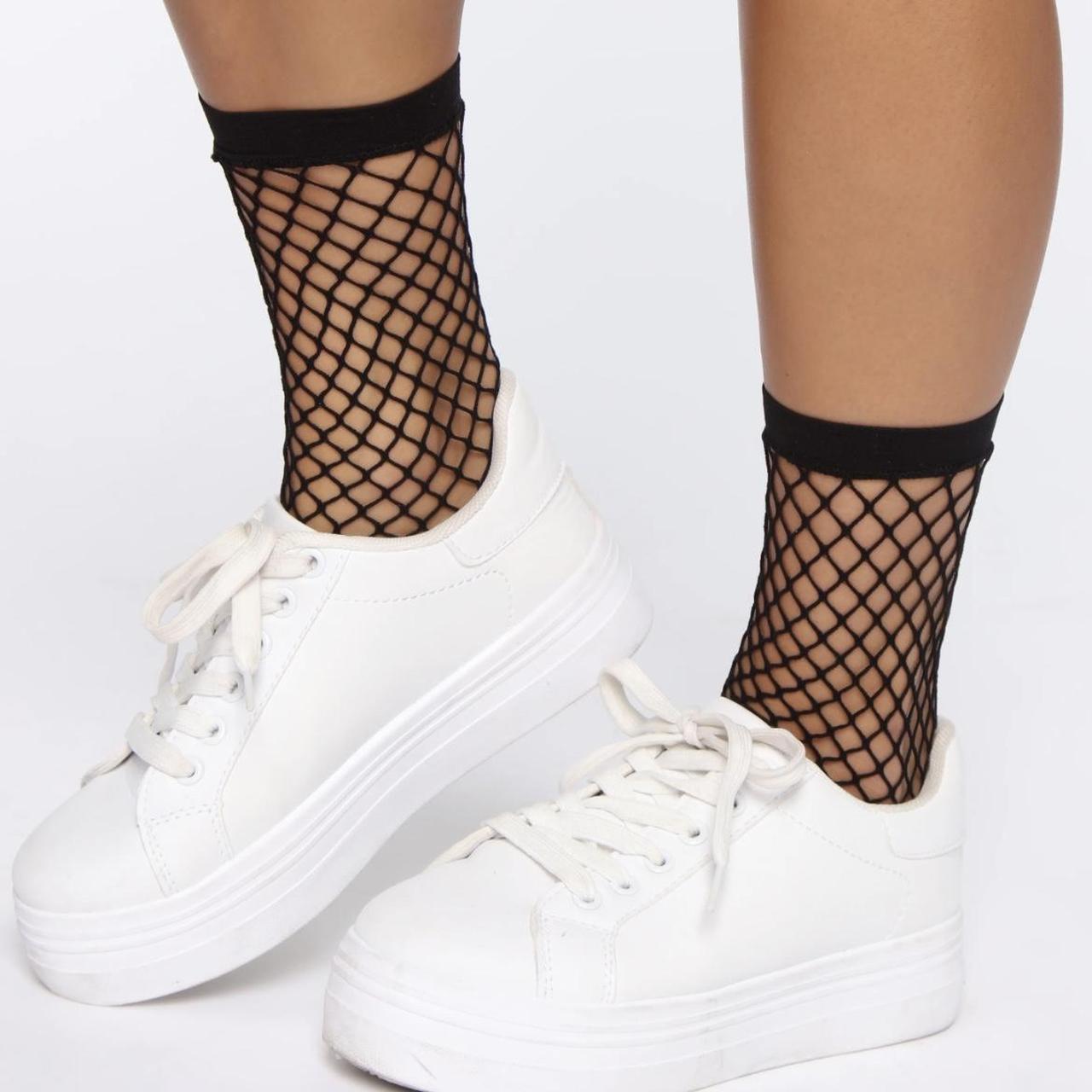 Fishnet socks shop and sneakers