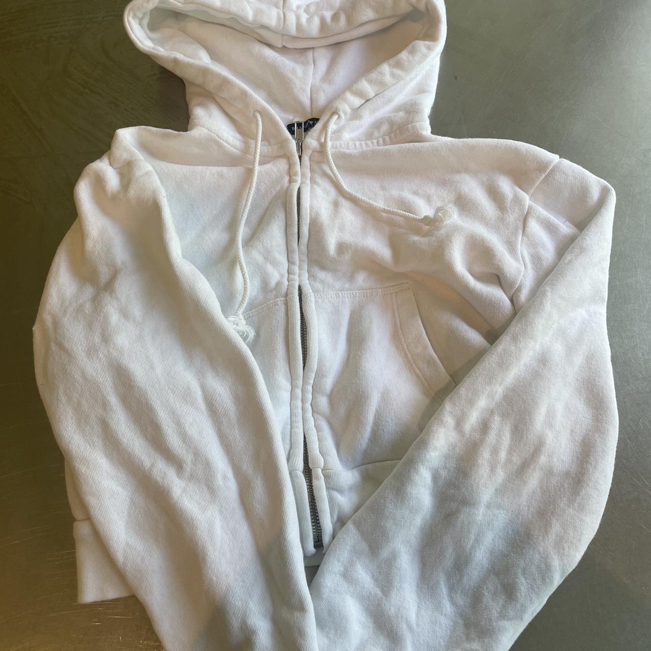 Cropped White Brandy Christy Hoodie - Depop