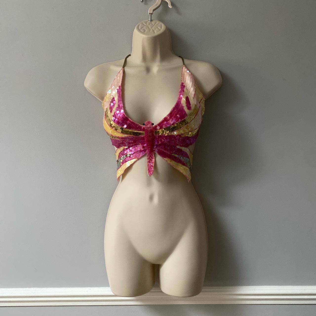 Women's Pink and Orange Top Depop