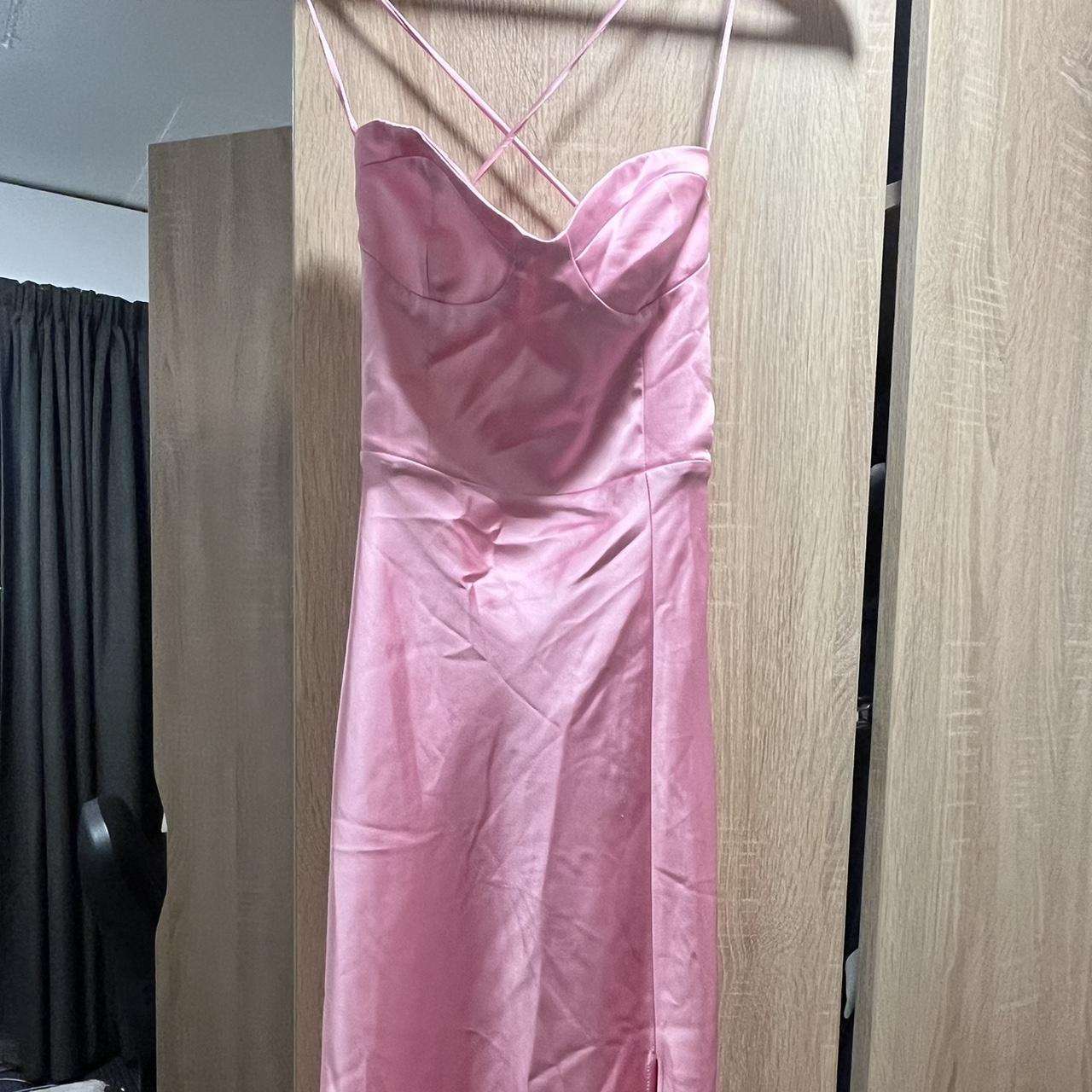 Viral pink Zara Satin Midi dress. Never worn... - Depop