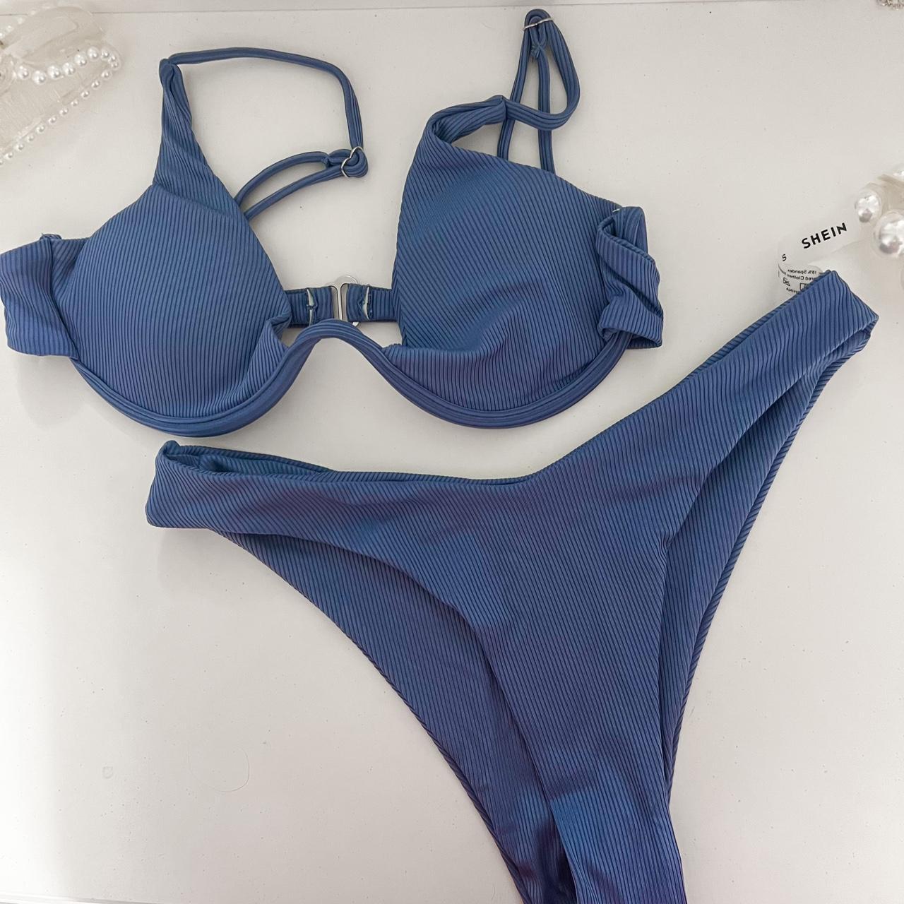 SHEIN Women's Blue Swimsuit-one-piece | Depop