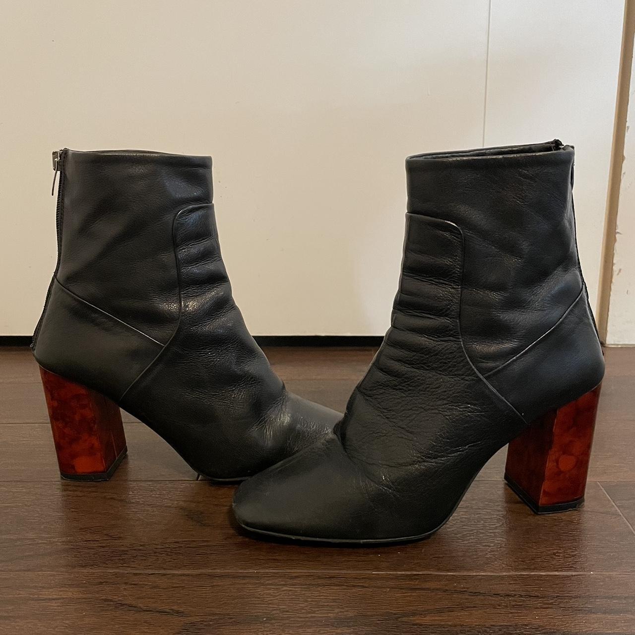 Black ankle boots with tortoiseshell heel hotsell